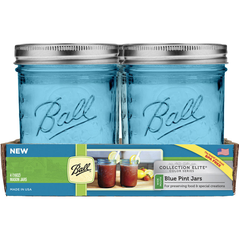 RUBBERMAID INC, Ball Collection Elite Wide Mouth Canning Jar 1 pt. 4 pk