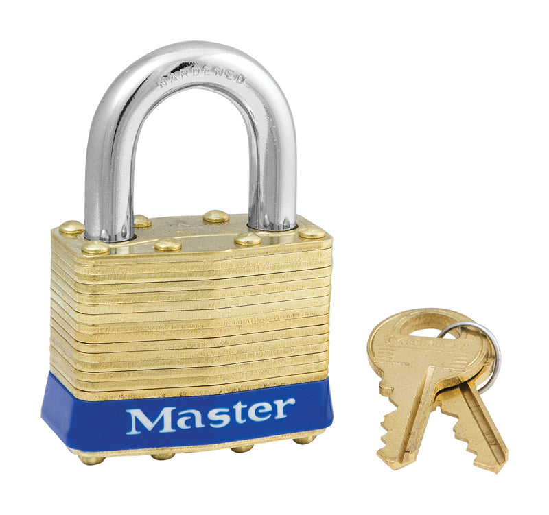 Master Lock Company Llc, Cadenas Master Lock 2.8 in. H X 1.2 in. Laiton laminé 4 goupilles Cadenas à gorges