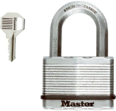 Master Lock Co., Cadenas laminé à clé Magnum 2-1/2 po, manille de 1,5 po. Long Shackle
