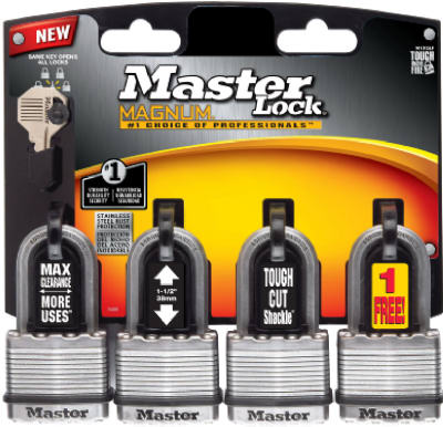 Master Lock Co., Cadenas laminés à clé Magnum, lot de 4, 1-3/4 In.