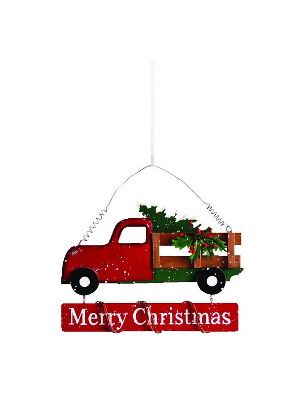 ACE TRADING - JETLINK 1, Celebrations Merry Christmas Truck Wall Art Red Iron 1 pk (Pack de 4)