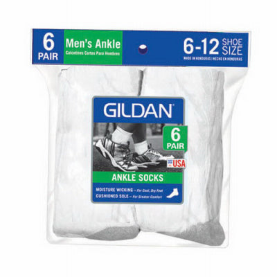 Gildan, Chaussettes de sport pour hommes, blanches, 6 paires (paquet de 2)