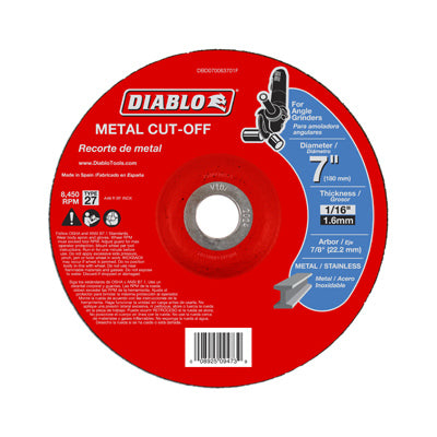 Freud, Diablo 7 in. D X 7/8 in. Disque à tronçonner les métaux à l'oxyde d'aluminium 1 pk