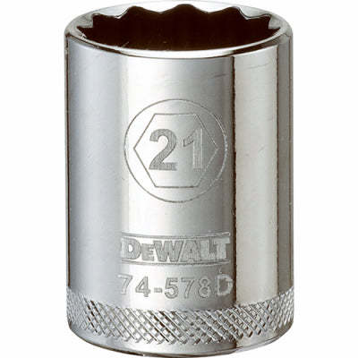 DeWalt, Douille courte métrique, 12 points, 1/2-In. Drive, 21mm