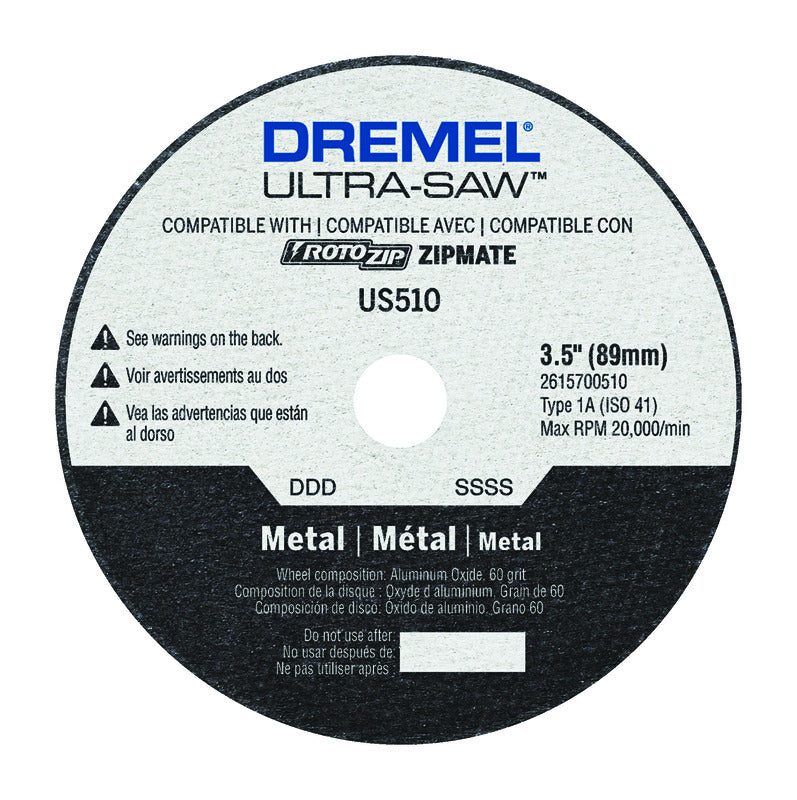 ROBERT BOSCH TOOL CORP, Dremel Ultra-Saw 3-1/2 in. D X 1/2 in. Roue à découper le métal à l'oxyde d'aluminium 1 pc