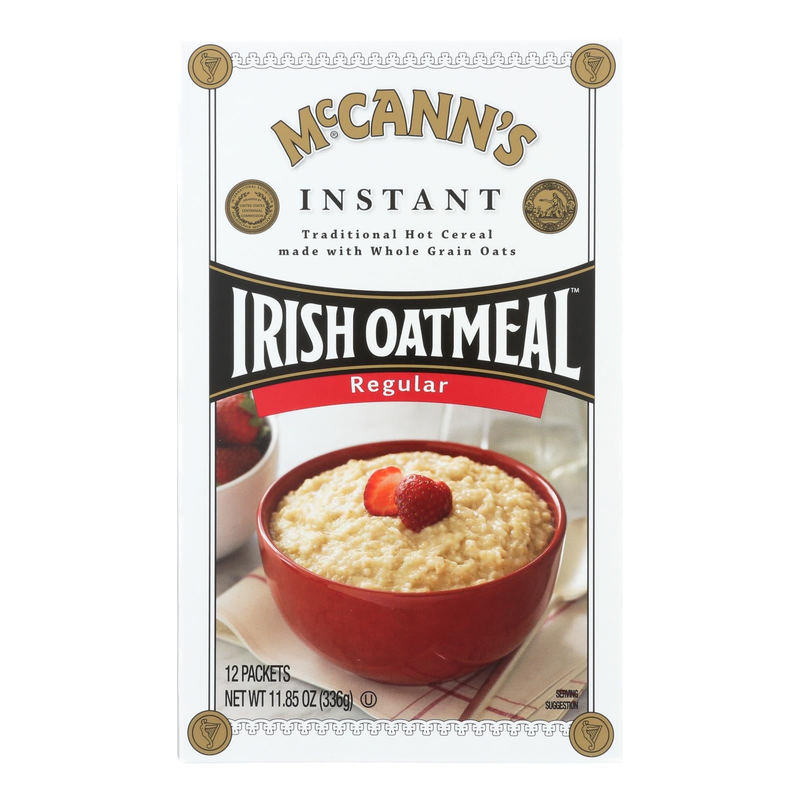 Gruau d'avoine irlandais Mccann's, Flocons d'avoine instantanés McCann's Irish Oatmeal Regular - caisse de 12 - 11.85 oz (paquet de 12)