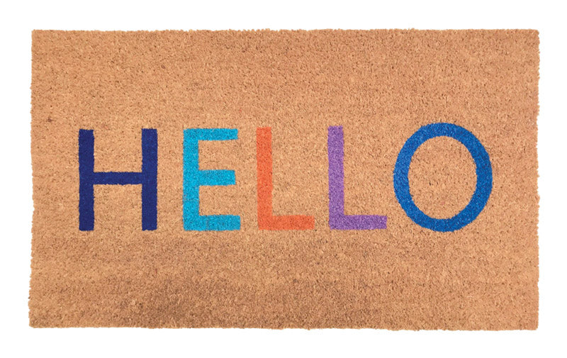 HERMAN PEARL COMPANY, J & M Home Fashions 30 in. L X 18 in. W Multi-color HELLO Coir Door Mat