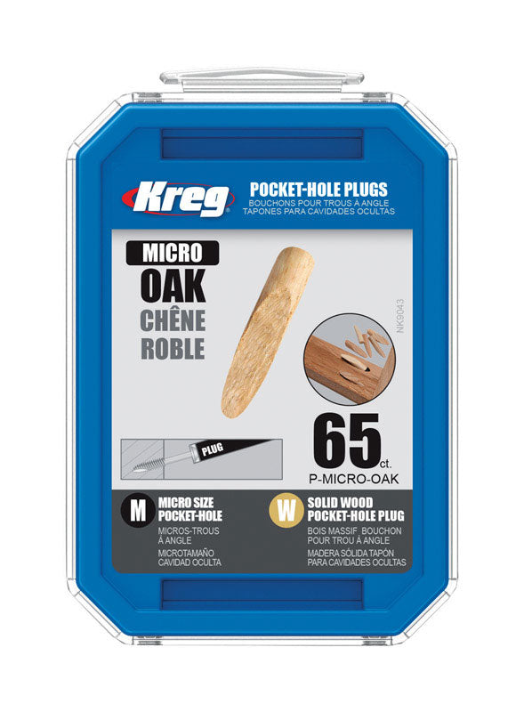 KREG TOOL CO., Kreg Micro Round Oak Pocket-Hole Plug 0.375 in. D X 1.875 in. L 65 pk