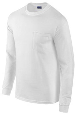 Gildan, MED WHT L/S T Shirt (Pack de 2)