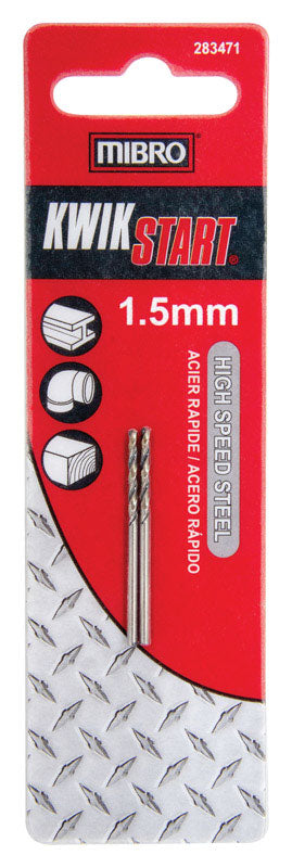 Richelieu America Ltd., MIBRO 1.5 mm X 1-7/8 in. L High Speed Steel Metric Drill Bit Set Round Shank 2 pc