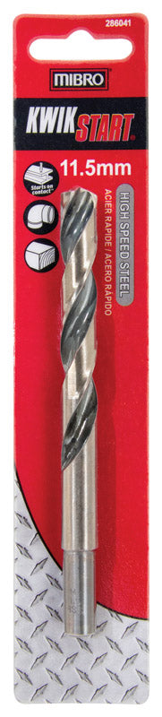Richelieu America Ltd., MIBRO 11.5 mm X 5-5/8 in. L High Speed Steel Metric Drill Bit Round Shank 1 pc