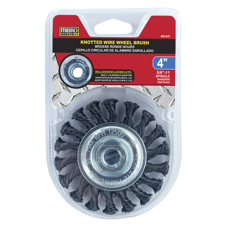 Richelieu America Ltd., MIBRO 4 in. Brosse métallique nouée en acier au carbone 12500 rpm 1 pc