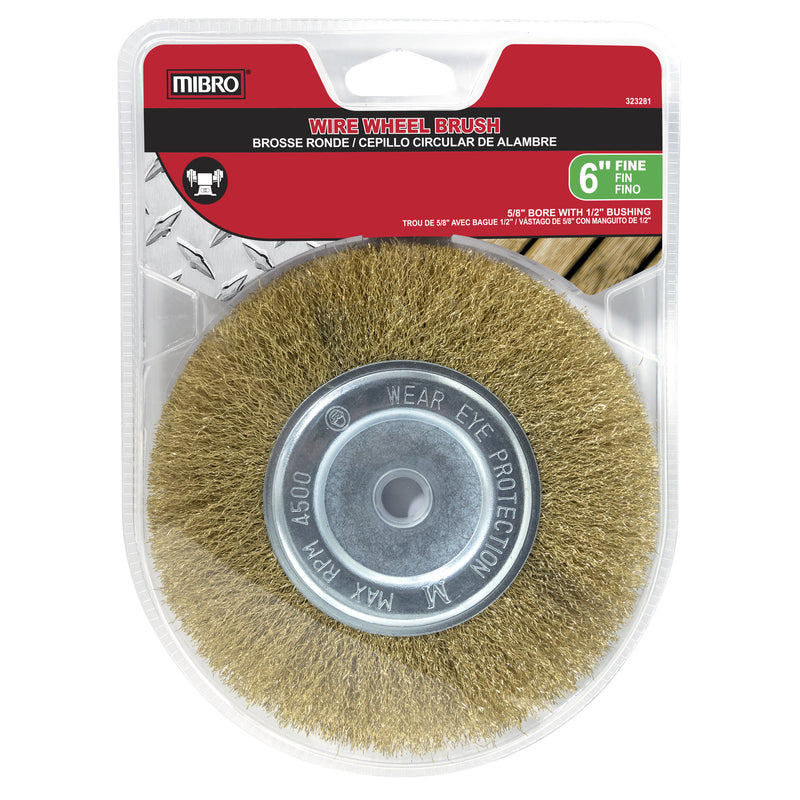 Richelieu America Ltd., MIBRO 6 in. Brosse métallique fine en acier recouvert de laiton 4500 rpm 1 pc