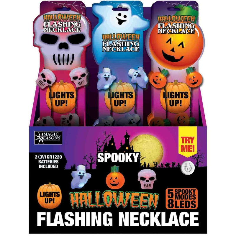 SHAWSHANK LEDZ INC, Magic Seasons Prelit Spooky Flashing Bulb Necklace Accessory (Pack de 24)