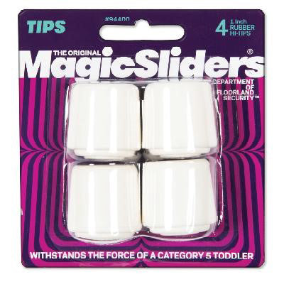Glissières magiques, Magic Sliders Bout de jambe en caoutchouc blanc rond 1 in. W (paquet de 6)