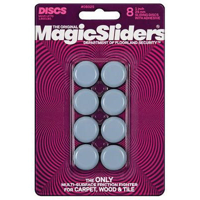 COULISSEAUX MAGIQUES, Magic Sliders Disques coulissants en plastique adhésif gris 1 in. Disques de glissement en plastique adhésifs 8 pk