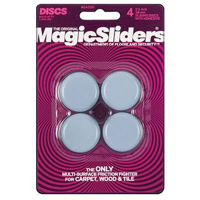 COULISSES MAGIQUES, Magic Sliders Disques de glissement en plastique adhésif 1-1/2 in. Disques de glissement en plastique adhésifs 4 pk