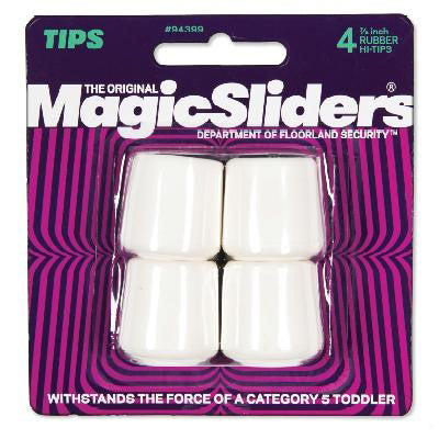 COULISSEAUX MAGIQUES, Magic Sliders Embout de jambe en caoutchouc blanc rond 7/8 in. W 4 pk