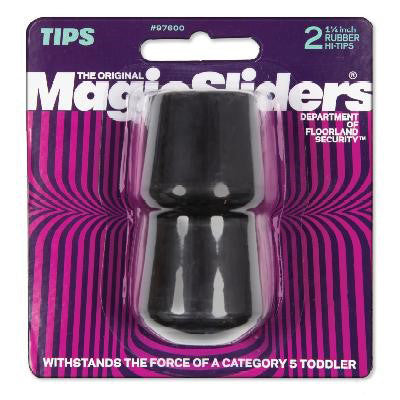 COULISSEAUX MAGIQUES, Magic Sliders Embout de jambe en caoutchouc noir rond 1-1/4 in. W 2 pk