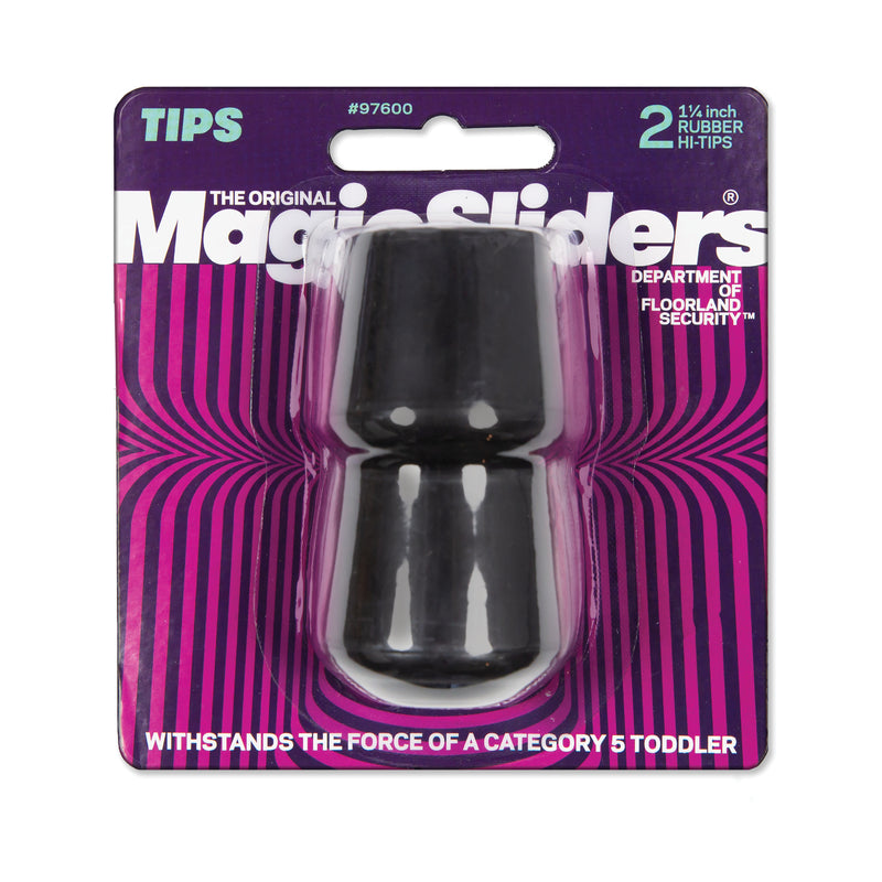 COULISSEAUX MAGIQUES, Magic Sliders Embout de jambe en caoutchouc noir rond 1-1/4 in. W 2 pk