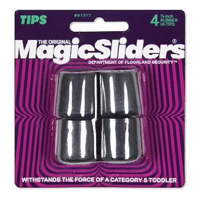 COULISSEAUX MAGIQUES, Magic Sliders Embout de jambe en caoutchouc noir rond 7/8 in. W 4 pk