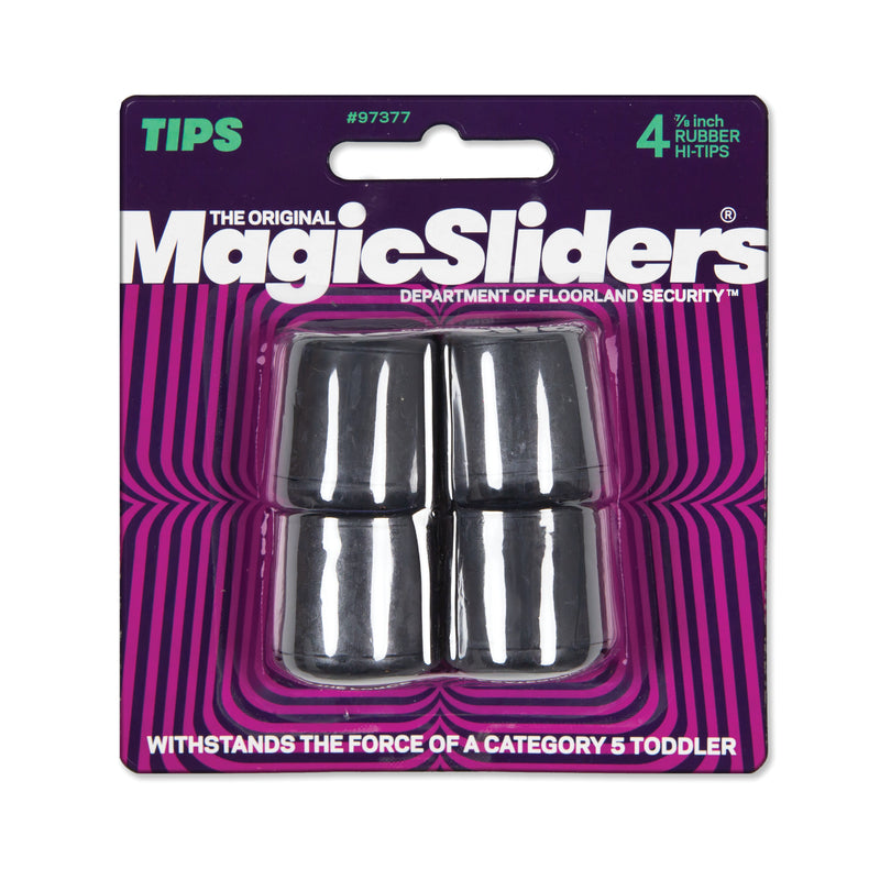 COULISSEAUX MAGIQUES, Magic Sliders Embout de jambe en caoutchouc noir rond 7/8 in. W 4 pk