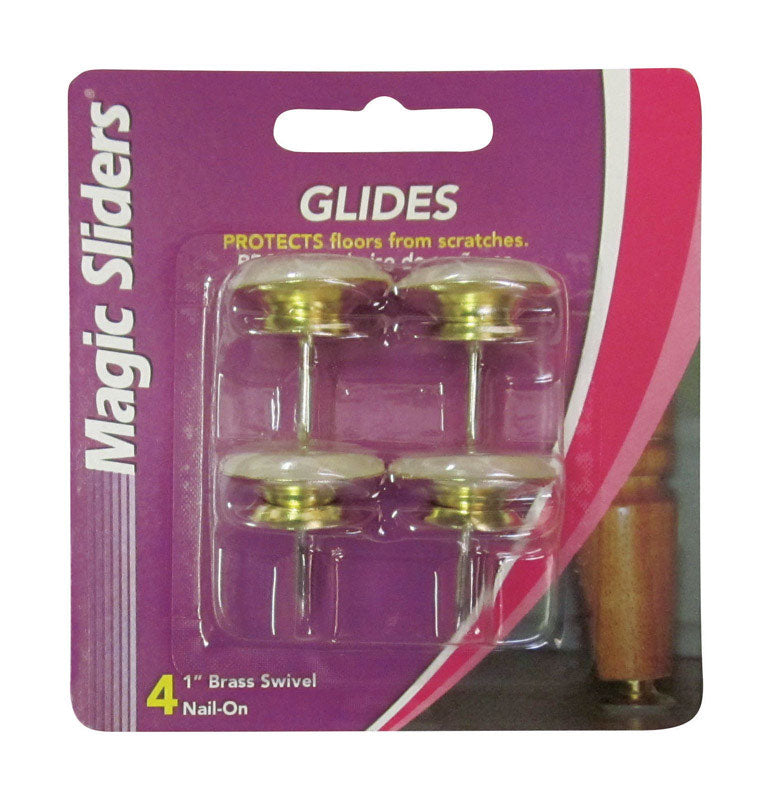 COULISSEAUX MAGIQUES, Magic Sliders Gold 1 in. Nail-On Steel Slide Glides 4 pk