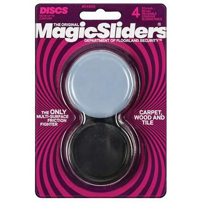 COULISSEAUX MAGIQUES, Magic Sliders Gris 2-3/8 in. Disques de glissement en polymère adhésif 4 pk
