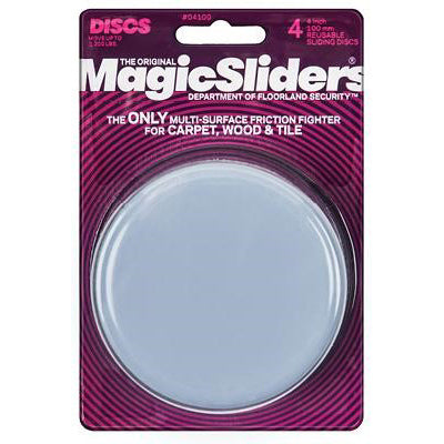 COULISSEAUX MAGIQUES, Magic Sliders Gris 4 in. Disques de glissement en plastique adhésifs 4 pk
