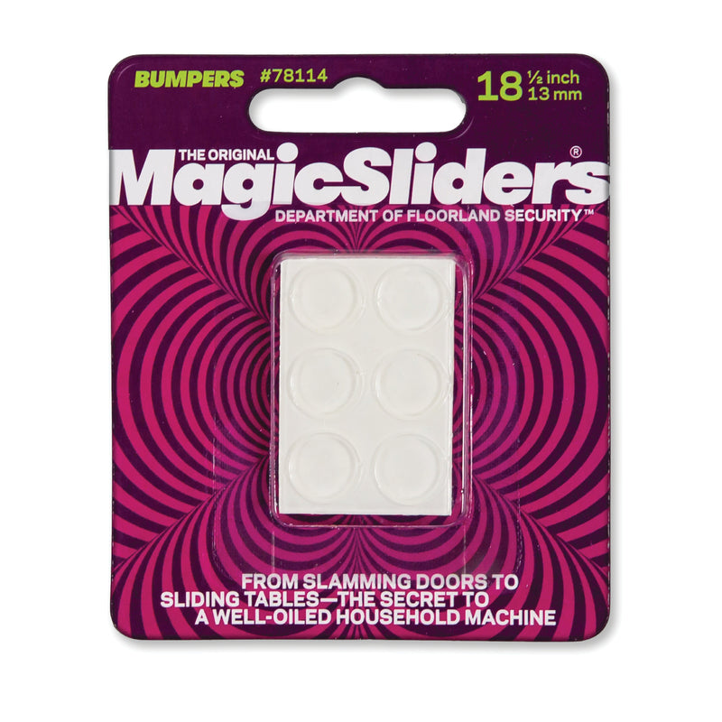 COULISSEAUX MAGIQUES, Magic Sliders Vinyl Bumper Pads Clear Round 1/2 in. W x 1/2 in. L 18 pk Autocollant (Pack de 6)