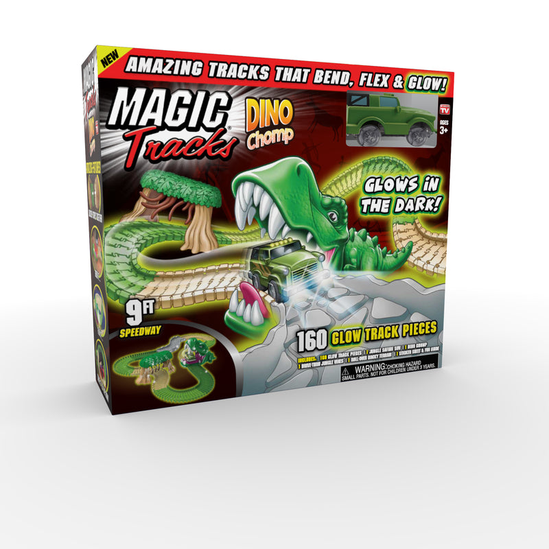 ONTEL PRODUCTS CORP, Magic Tracks Dino Chomp Glow in The Dark Race Track Multicolore 160 pc