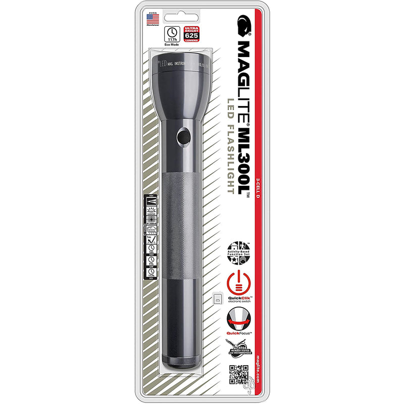 MAG INSTRUMENT INC, Maglite ML300L Lampe de poche à LED grise 625 lumens Batterie D