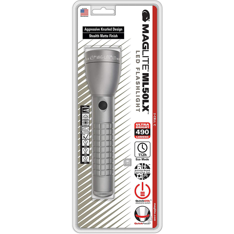 MAG INSTRUMENT INC, Maglite ML50LX 490 lm Gray LED Flashlight C Battery