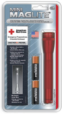 MAG INSTRUMENT INC, Maglite Mini 14 lm Red Incandescent Flashlight/Holster Combo Pack AA Battery
