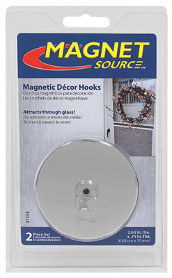 MASTER MAGNETICS INC, Magnet Source 2-5/8 in. L X 2.63 in. W Silver Magnetic Hooks 35 lb. pull 2 pc