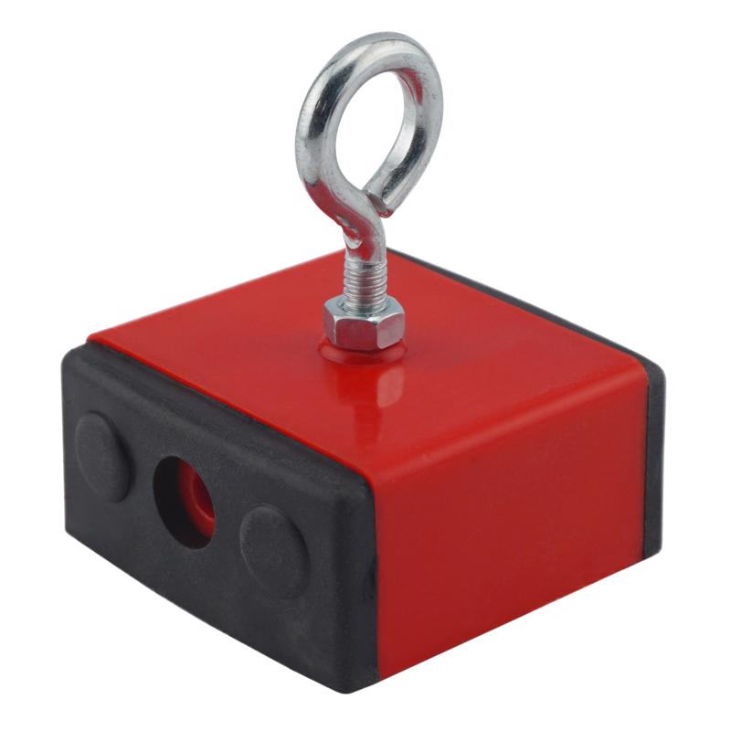 MASTER MAGNETICS INC, Magnet Source 2.375 in. L X 2.375 in. W Red Retrieving Magnet 100 lb. pull 1 pc