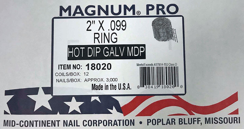 MID CONTINENT STEEL & WIRE, Magnum Pro 2 in. Clous en rouleau à angle 15 deg Ring Shank 3000 pk