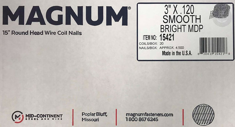 Magnum, Magnum Pro 3 in. Clous en rouleau à angle 15 deg. tige lisse 4500 pk
