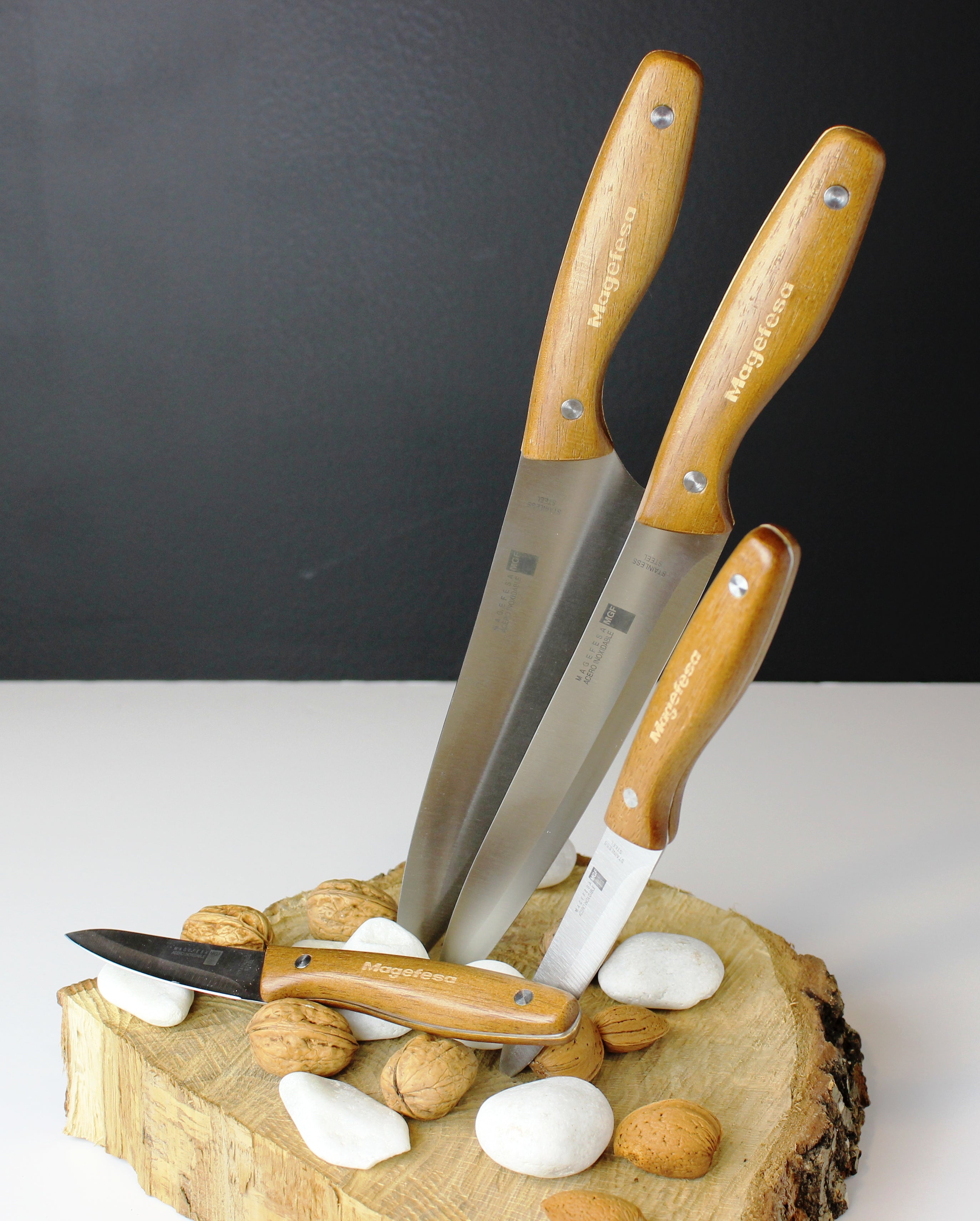 Magefesa, Magwood 4 Pieces Wooden Handle Knife Set (Ensemble de couteaux à manche en bois)