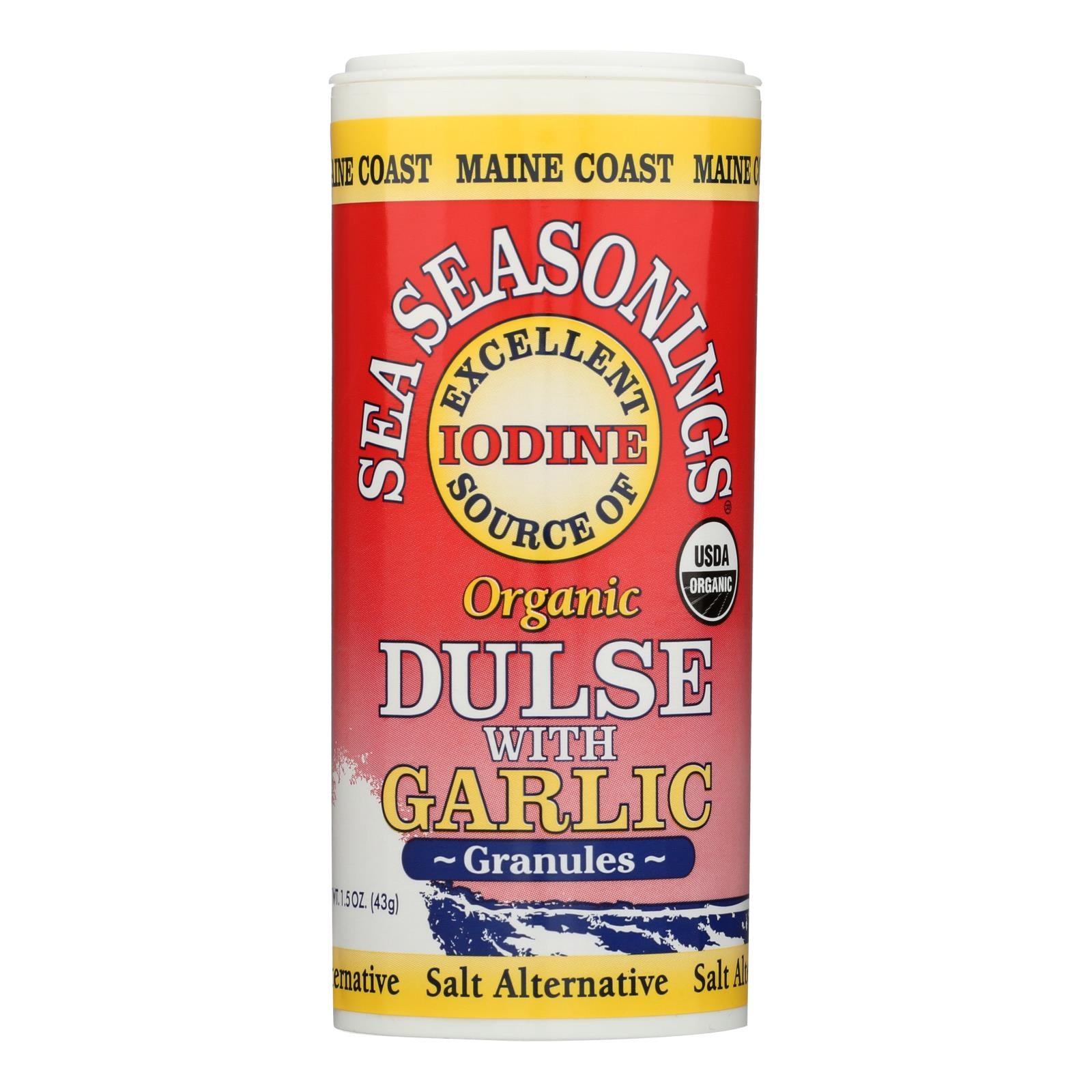 Côte du Maine, Maine Coast Organic Sea Seasonings - Granules de Dulse avec Ail - 1.5 oz Shaker (Pack de 3)