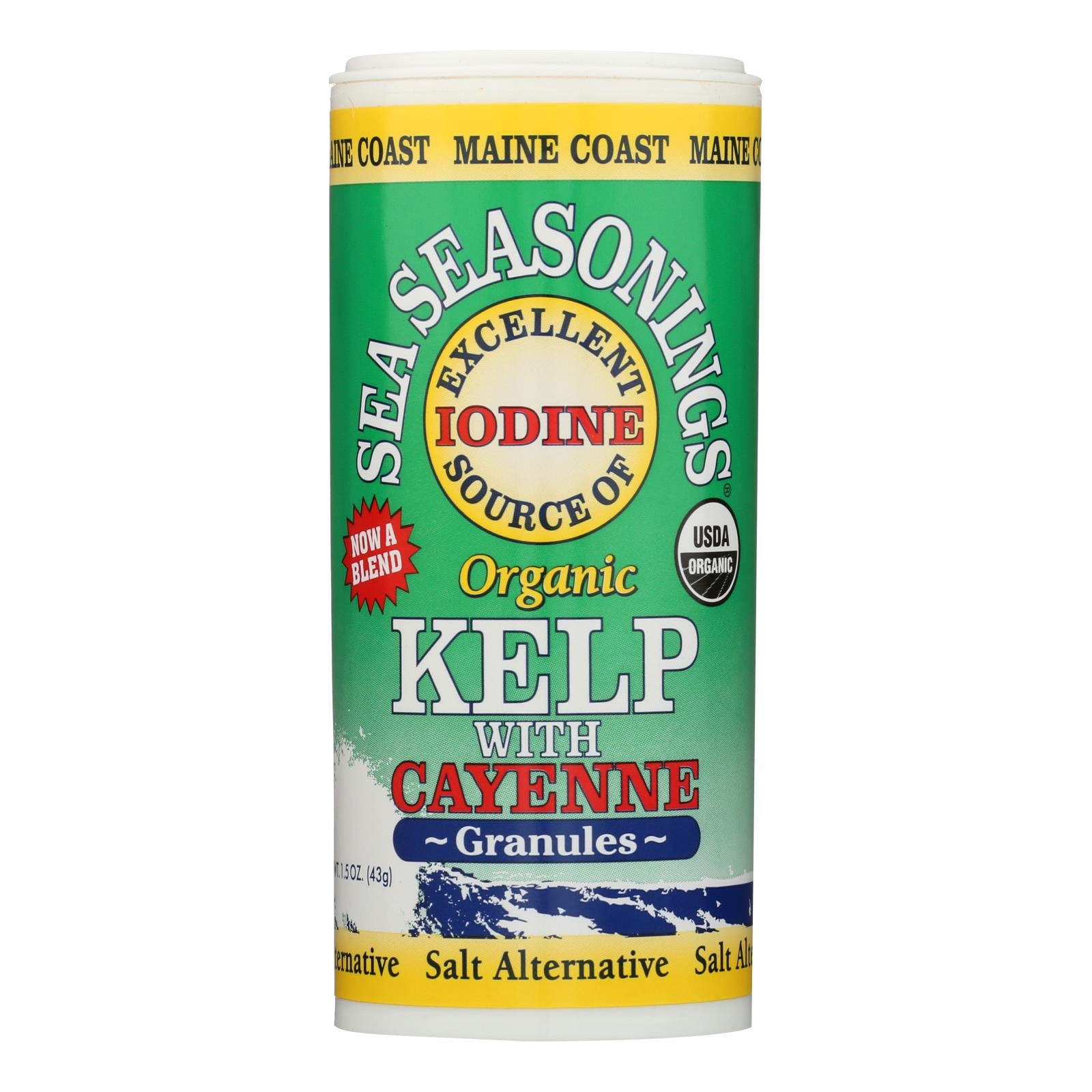 Côte du Maine, Maine Coast Organic Sea Seasonings - Granules de varech avec Cayenne - 1.5 oz Shaker (Pack de 3)