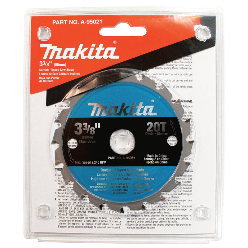 MAKITA USA, Makita 3-3/8 in. D X 15 mm N/A Carbide Tipped Circular Saw Blade 20 teeth 1 pk
