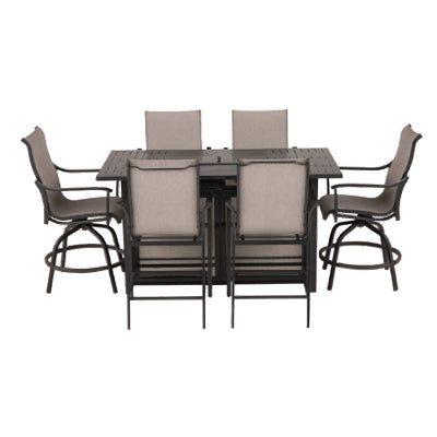 Four Seasons Courtya, Manhattan 6-Pc. High Dining Chair Set, Gray Sling Over Aluminum