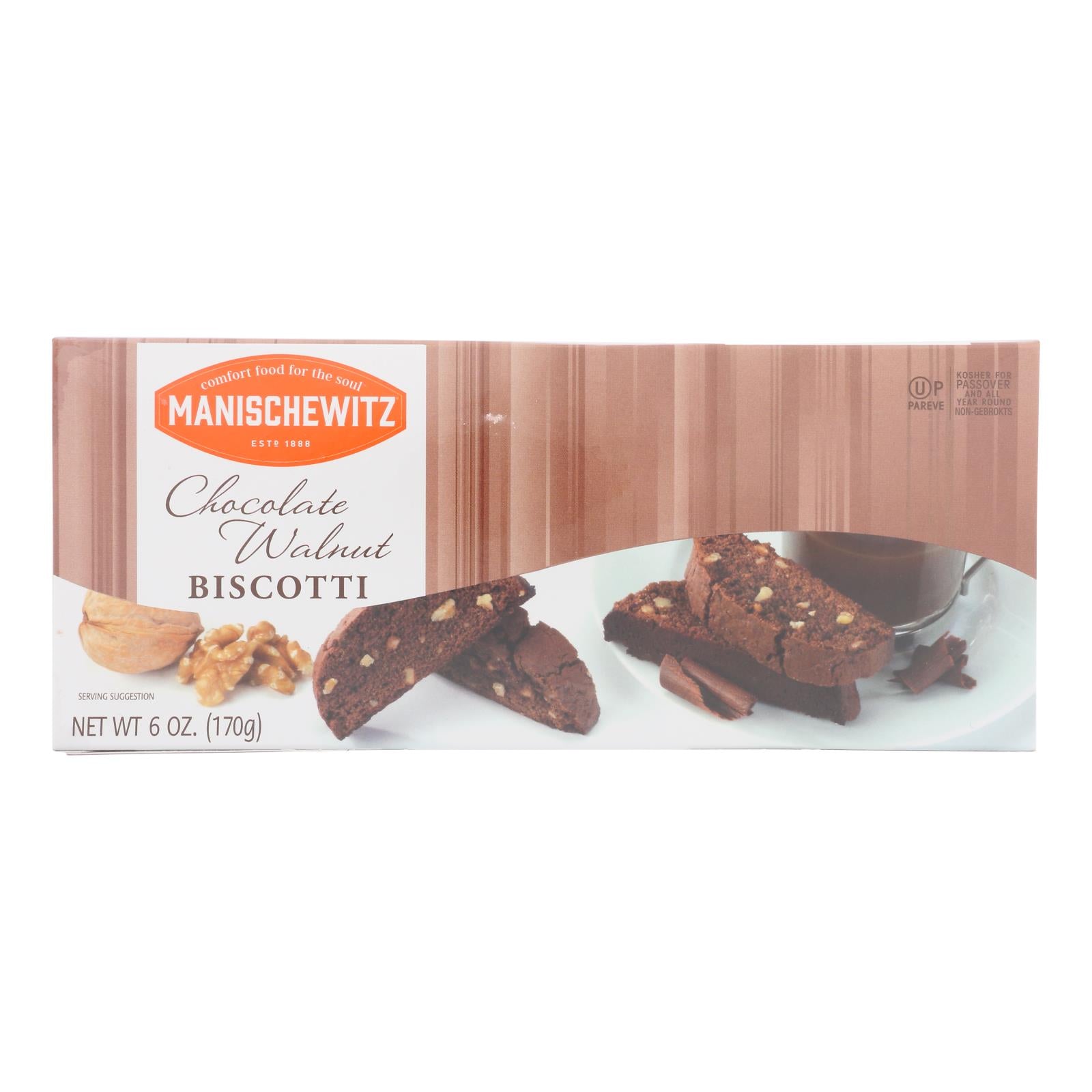 Manischewitz, Manischewitz - Bsctti Chocolat aux noix - Caisse de 12-6 OZ (paquet de 12)