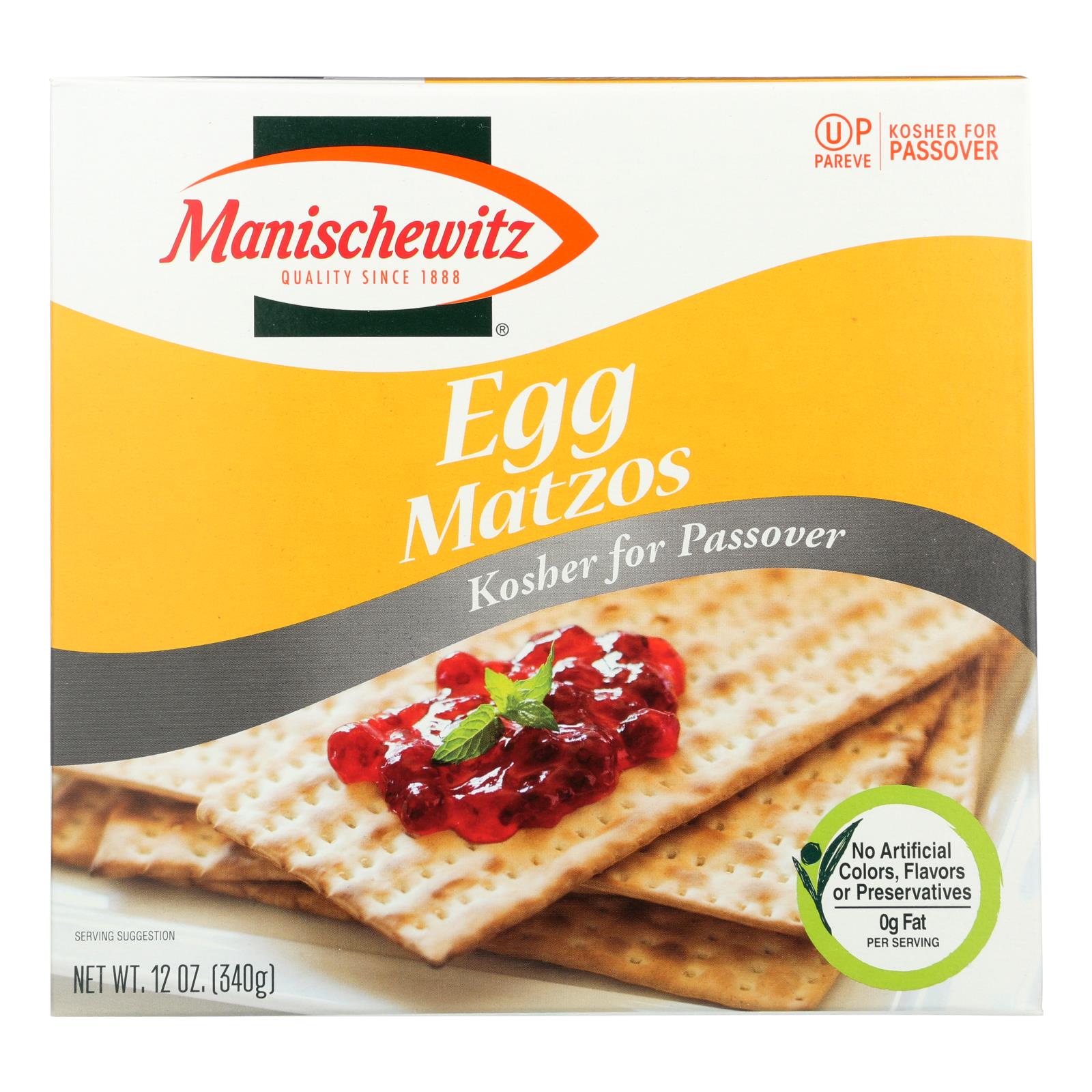 Manischewitz, Manischewitz - Egg Matzo - Passover - Caisse de 24 -12 oz (paquet de 24)