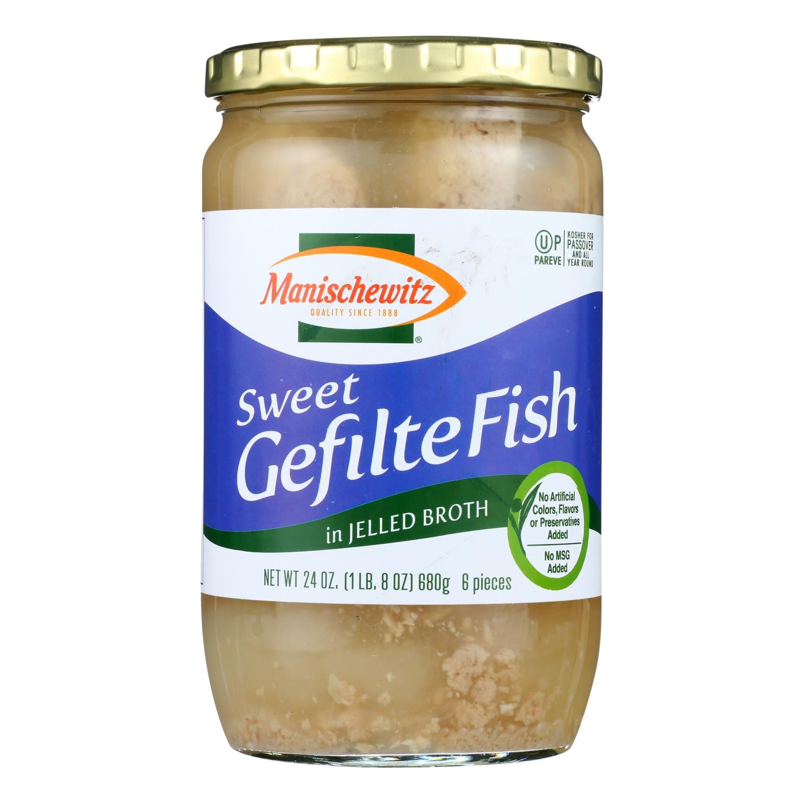 Manischewitz, Manischewitz - Gefilte Fish en bouillon gélifié - doux - Caisse de 12 - 24 oz.