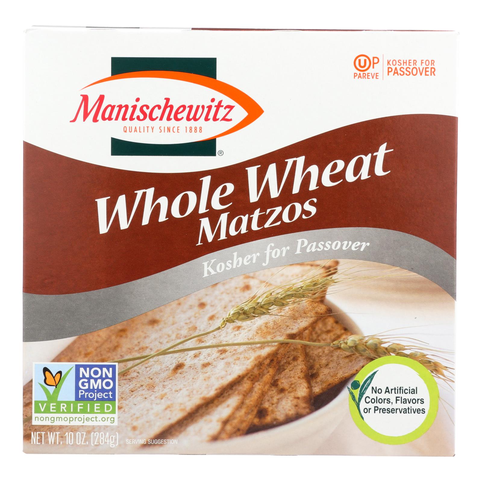 Manischewitz, Manischewitz - Matzo de blé entier casher pour la Pâque - Caisse de 24-10 OZ (paquet de 24)