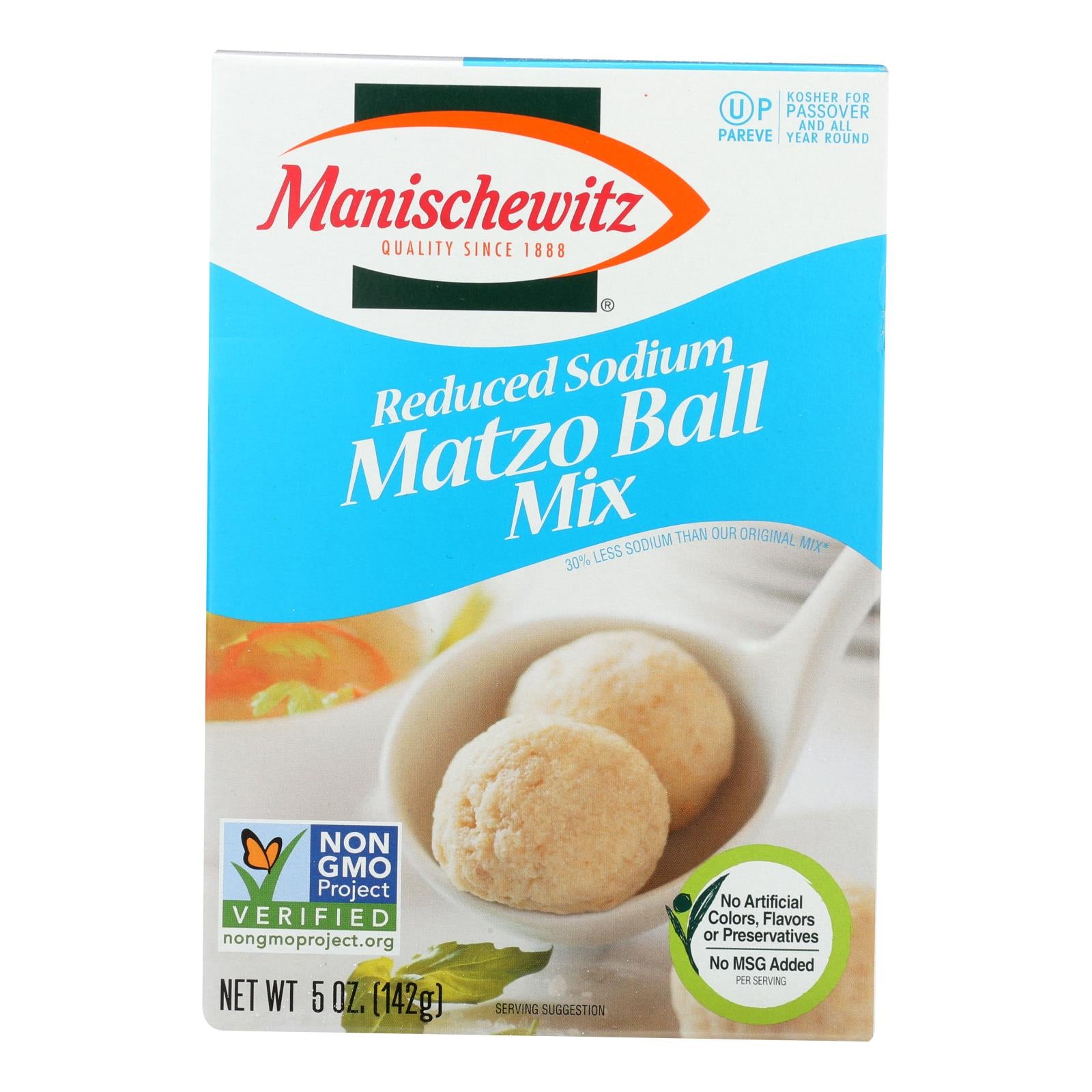 Manischewitz, Manischewitz - Mélange de boules de matzo à teneur réduite en sodium - Caisse de 12 - 5 oz.