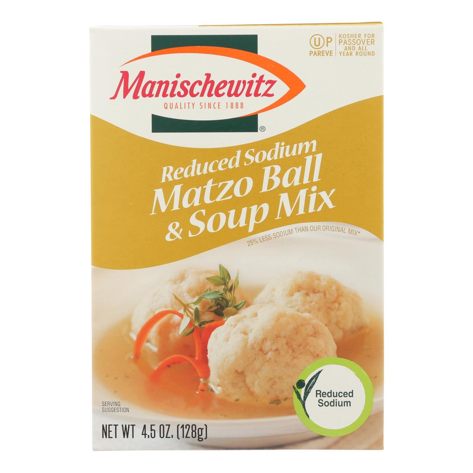 Manischewitz, Manischewitz - Mélange pour boules de matzo et soupe - faible teneur en sodium - caisse de 12 - 4,5 oz (paquet de 12)