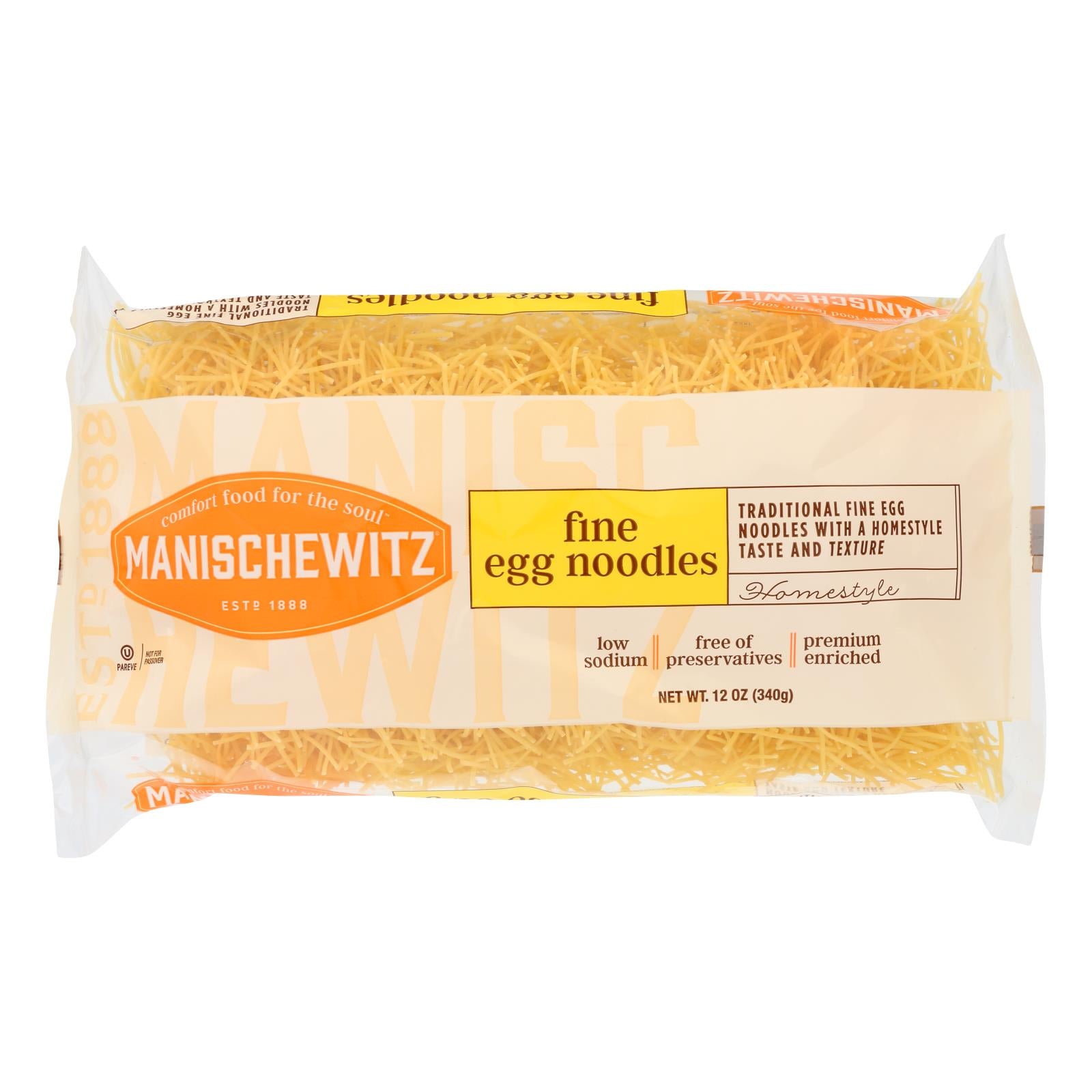 Manischewitz, Manischewitz - Nouilles aux œufs - Fines - Caisse de 12 - 12 oz (paquet de 12)